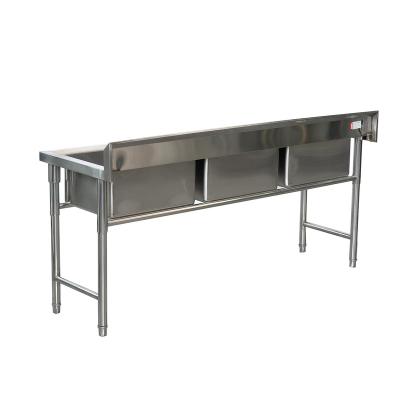 China With Faucet Factory Stainless Steel Sink Table With Undershelf And 3 Cupboard For Kitchen for sale