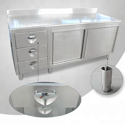 China 0.8/1.0/1.2mm China factory hotel restaurant kitchen tableware patent board stainless steel commercial work tables with three drawers for sale