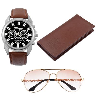 China Day/Date Fathers Day Gift Set Sunglass Belt Wallet Group Good Quality Wholesale Man Gift Watch Set Watches Men Wrist for sale