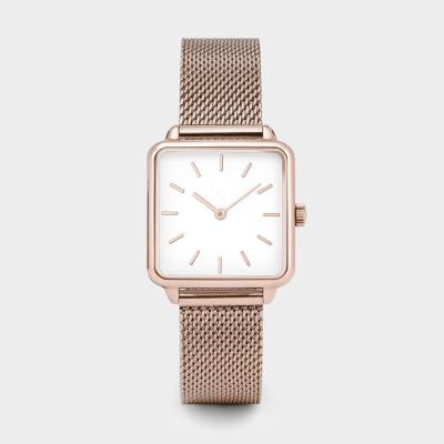 China Charm type day/date fashion quartz charm type alloy case stainless steel back square dial shape small unisex watch for sale