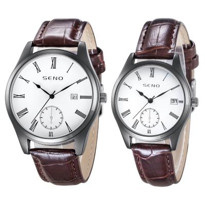 China Classic Minimalist Auto Date Quartz Watch Couple Elegant Glass Wristwatches Lovers Quartz Belt Casual Simple Clock for sale