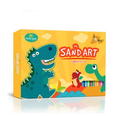 China Come with Mess Free Plastic Art and Craft Supplies Tray for Kids Sand Art Activity Kit with Dinosaur Pictures and Color Sand Pens for sale