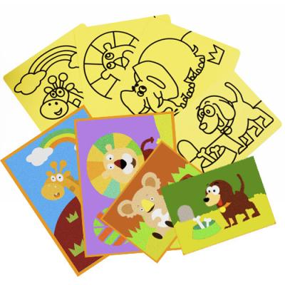 China Come With Wholesale High Quality Plastic Mess Free Tray Animal Sand Art Cards For Kids DIY Craft Activity for sale