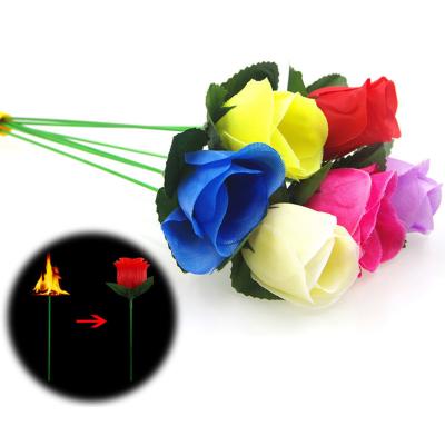 China Flower Rose Cloth Fire Trick Stage Magic Props for Professional Magician for sale