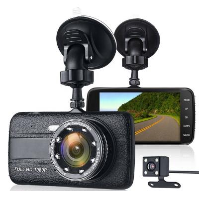 China WDR 4 inch screen dash cam 1080p hd car dvr dual camera dash cam Zinc alloy 8 LED car monitoring video device Rear lens Black Box for sale