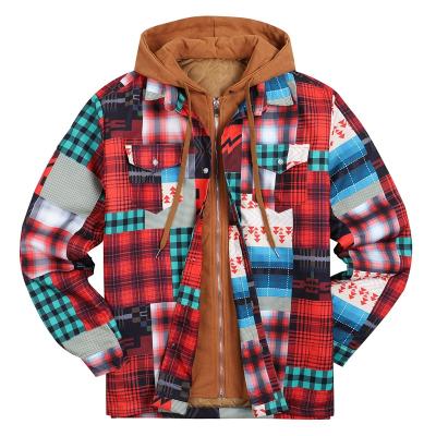 China Wholesale QUICK DRY thickened plaid long sleeve hooded jacket for plus size man winter men's fashion jacket 5XL for sale