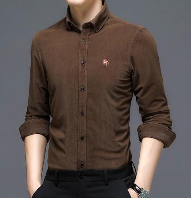 China Anti-Wrinkle Spring Shirt Solid Color Men's Winter Corduroy Coat Casual Shirt Men's Long Sleeve Shirt for sale