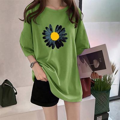 China 2021 summer Anti-wrinkle brand new T-shirt women's middle and upper women's loose and thin short sleeve long women's bottom shirt for sale