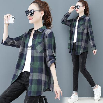 China 2022 Hot New Plus Size Anti-wrinkle Women Coats Long Sleeve Shirt Jacket Long Sleeve Cardigan Women Clothing Plaid Skirt Coats for sale