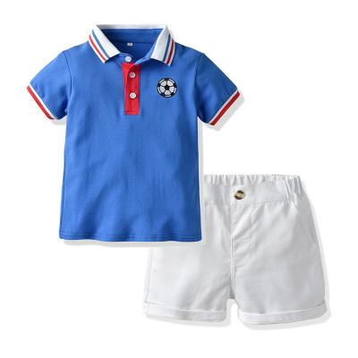 China 2022 Summer Style Casual Cotton Kids Lapel T-shirt Kids Solid Color Smart Casual Shorts Sleeves Sportswear Suit for sale