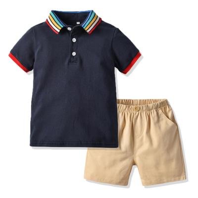 China 2020 summer fashion boy sports smart casual suit short sleeved t-shirt shorts clothes sets teenager casual outfits kids clothing sets for sale