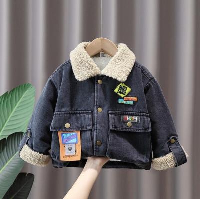 China 2021 Anti-wrinkle fashion kid jeans jackets short tops long sleeve denim coat vintage fur adding the mujer of each jeans tas for sale