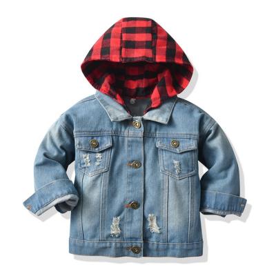 China 2021 Spring Coats Autumn Toddler New Girl Denim Jacket Boy Hooded Small Kids Casual Breaken Outerwear Tops for sale