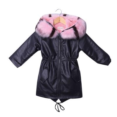 China Factory Direct Wholesale Winter Girls Clothing Kids Long Coat Cotton Sustainable New China Plus Velvet Leather Jacket for sale