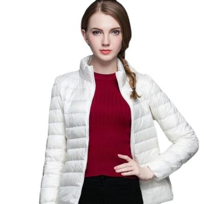 China Outdoor Windproof Jacket Winter Work Jacket For Women Ultra Thin Foldable Women White Duck Down Jacket for sale