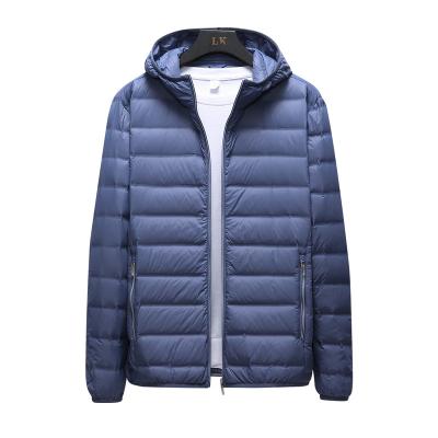 China Factory Hooded Light Weight Waterproof Men Straight Down Jacket 90 White Duck Down Solid Color Winter Border Plus Size Warm Coat for sale