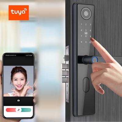 China High Security Digital Fingerprint Lock TUYA Home Electronic Smart Biometric Touch Screen Mobile Control Smart Hotel Apartments Hotel Door Lock for sale