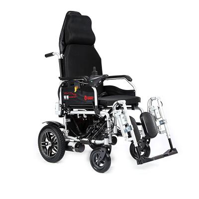 China Iron frame Electronic wheelchair folding handicapped electric wheelchair High Back reclining wheelchair for sale