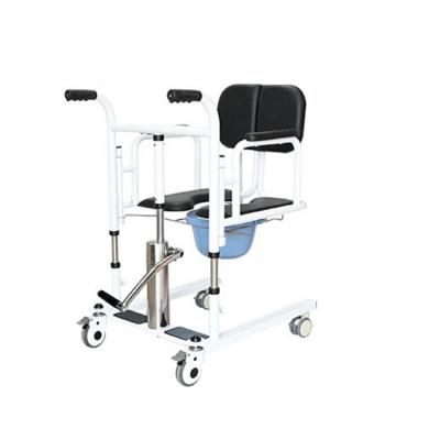 China Carbon steel Hydraulic patient lift transfer wheelchair Carbon steel bedside toilet chair for sale