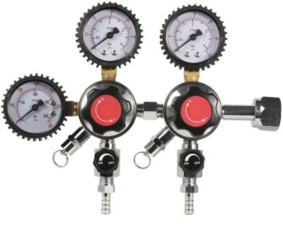 China Home Brewing Beer Co2 Upper Dual Gauge Regulator with Pressure Relief Safety Valve for sale