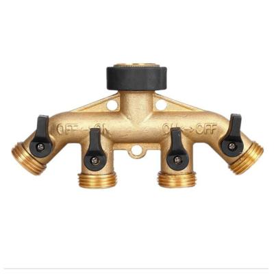 China Customized 4 Way Brass Hose Splitter Connect Fittings Garden Hose Adapter Connector for sale