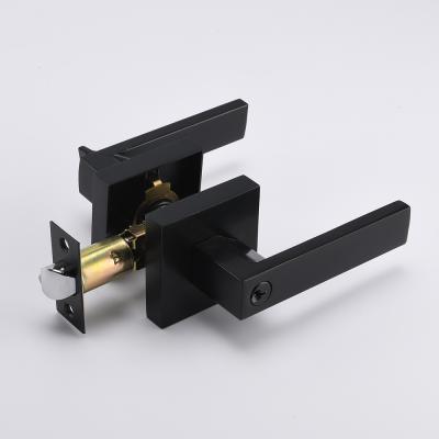 China Matt Black Door Lock Handle Modern Set Tubular Leverset Lock For Passage Door Lock for sale