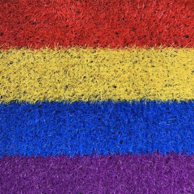 China Outdoor and Indoor Public Square Amusement Park Rainbow Artificial Carpet Grass Wear-resisting Artificial Grass Rainbow Grass for sale