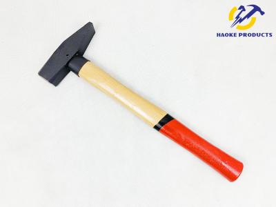 China DIN Standard Forged carbon steel German Type Safety Machinist hammer with double color wooden handle for sale