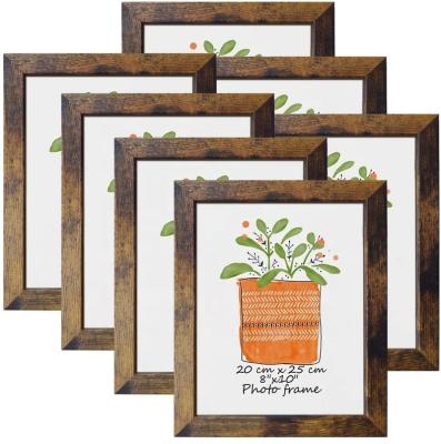 China Fashionable Multiple Sizes Wooden Photo Frames Rustic Brown Frame Fits Prints Wall Tabletop Display for sale