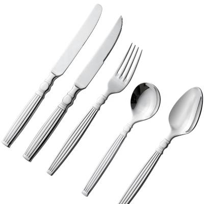 China Disposable Silverware 4-Piece Flatware Stainless Steel Cutlery Steak Knife Fork Mirror Polished Restaurant Dinnerware Set for sale