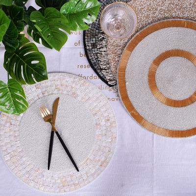 China China Disposable Traditional Handmade Weaving Place Mats Beaded Table Place Mat Dinnerware Charger Plate Mats for sale