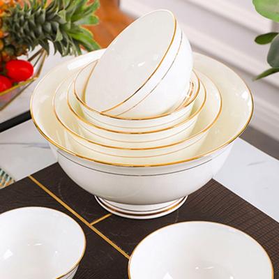 China Phnom Penh Disposable Bone China High-Foot China Bowl Disposable Ceramic Drinking Dishes Multiple Household Rice Bowl Sets for sale