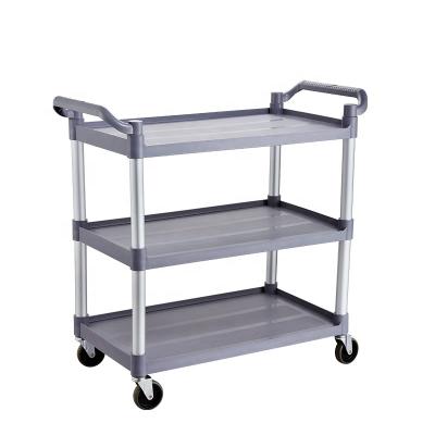 China Two-layer three-layer dining car minimalist thickened plastic restaurant dining trolley trolley hotel service cart for sale