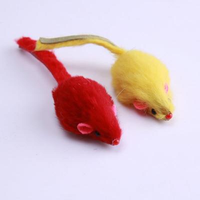 China Wholesale 2022 Viable New Products Real Rabbit Fur Mouse Cat Toy Pet Squeak Toys for sale