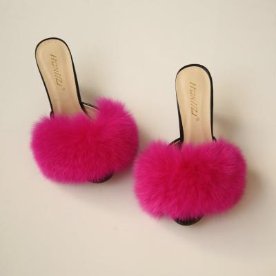 China Wholesale Breathable Women Faux Fox Fur Fluffy High Heels For Women for sale