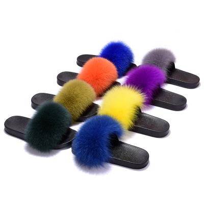 China Fur Slides FREE Fashion Women Real Fox Fur Soft Shipping Slides for sale