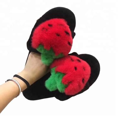 China Fur Slippers Various Hot Sales Rabbit Fur Mink Fox Fur Autumn Winter Animal Slippers for sale