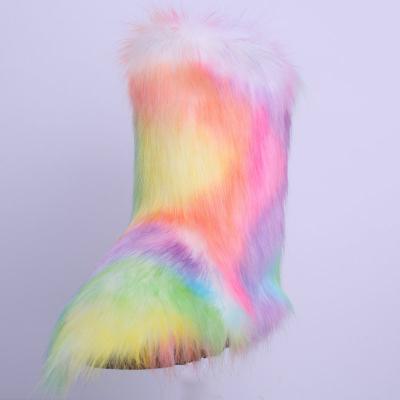 China Fashion Trend Wholesale Multi Color Winter Snow Faux Fur Black Boots For Women for sale