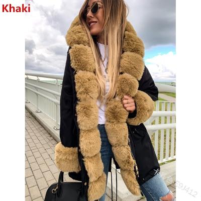 China Wholesale Winter Women's Waterproof Stripper Lattice Jacket With Fur Ladies Plush Fur Trim Red Faux Fur Jacket for sale