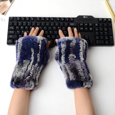 China Textile lady half-finger fur home gloves for women fingerless rex rabbit fur gloves for sale