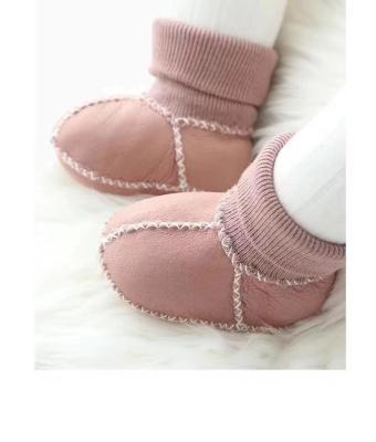 China Baby Prewalker High Boots Light Handmade Ankle Boot Lightweight Sheep Fur Soft Unique Baby Shoes for sale