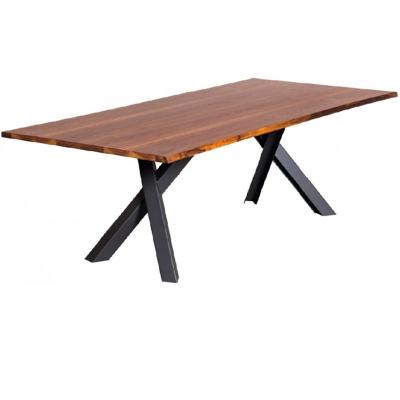 China Morden Wholesale MDF Concrete Top X Shape Frame Dinner Table for sale