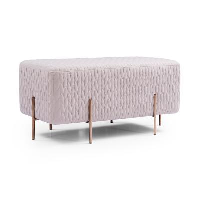 China Modern Modular Square Velvet Pouf Stool Seating Bench Comfortable Fabric Bedroom Fabric Stool for sale