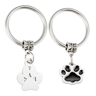 China Simplicity Personalized Cat Paw Foot Dog Footprint Pendant 304 Stainless Steel Jewelry Pet Key Chain for sale