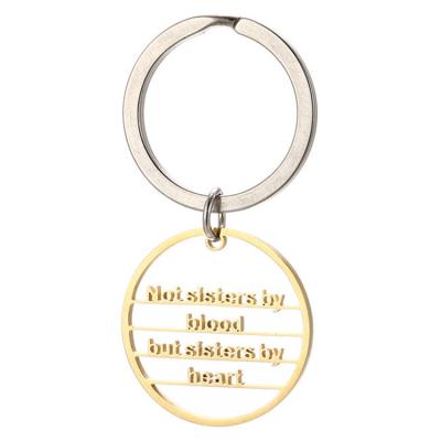 China Simplicity Gold Plated Wholesale Sister Cavity Stainless Steel Key Chains Letter Family Gift Key Chain Gift for sale