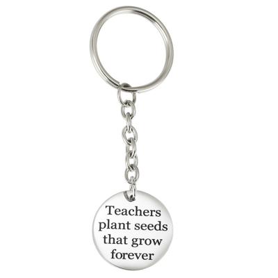 China Simplicity Latest Design Titanium Steel Teacher Appreciation Gifts Key Chain Custom Teacher's Day Key Chain for sale