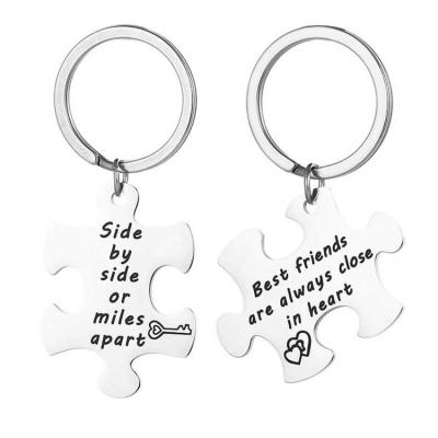 China Simplicity Newcomer Valentines Day Gifts Puzzle Key Chain Stainless Steel Key Rings You Are My Person Jewelry Couple Keychains for sale