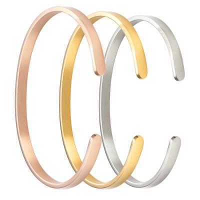 China Custom Shiny Engraved Bracelet Stainless Steel Jewelry Letters Use C-Shaped Open Bracelets DIY Daily Wear for sale