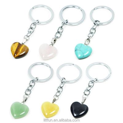 China Wholesale Durable Natural Quartz Agates Crystal Keychains Diy Accessories Handbag Holder Purse Stone Keychain for sale