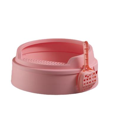 China Stocked INS Fashion Macaron Color Semi Closed Litterbox Cat Litter Box Large Wholesale Pet Supplier for sale